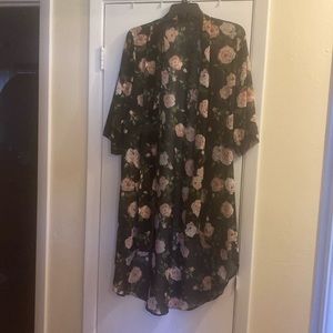 Black and Pink Floral Duster